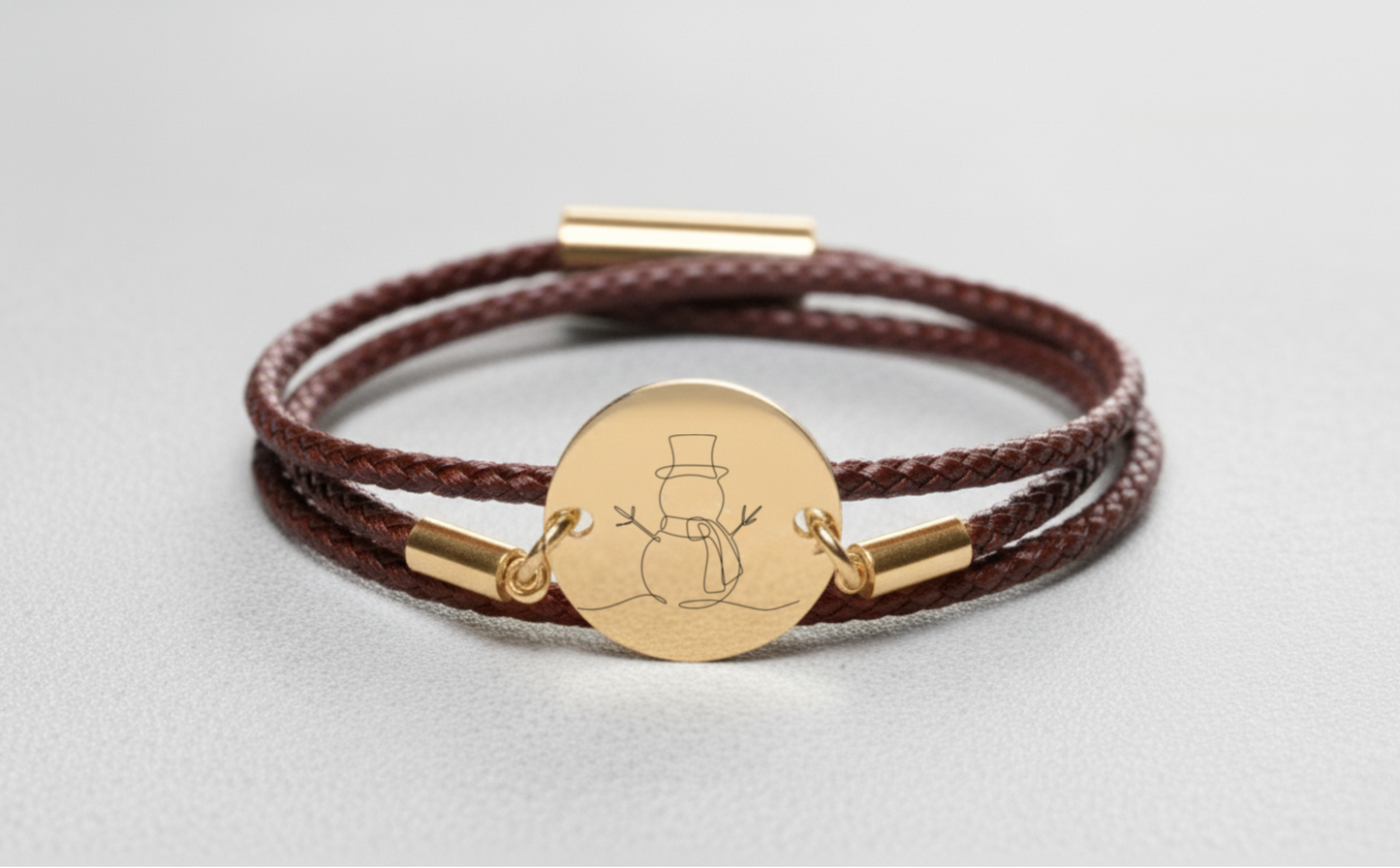 Schneemann Gold Winterarmband mit Magnetverschluss