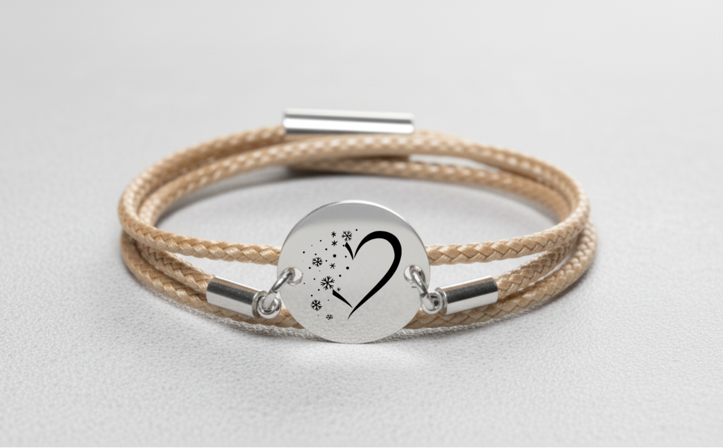 Herz im Schnee Silber Winterarmband mit Magnetverschluss