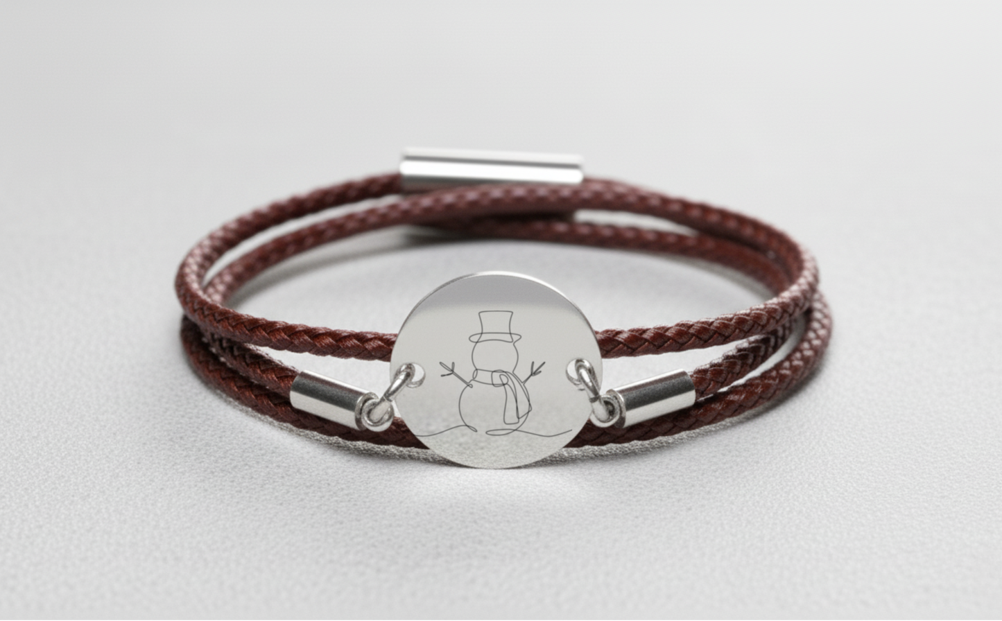 Schneemann Silber Winterarmband mit Magnetverschluss