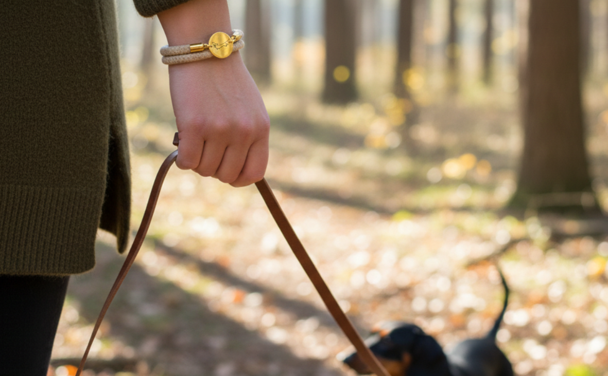 Dackel Gold Trachtenarmband mit Magnetverschluss