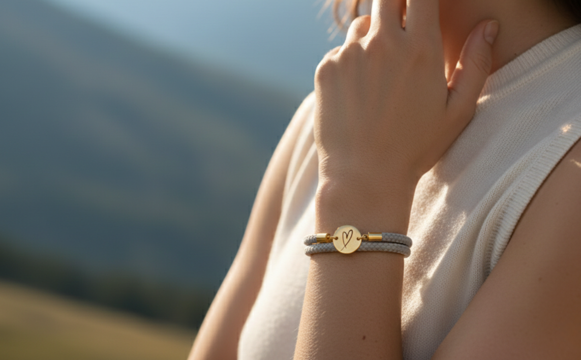 Armband, Trachtenarmband dick, mit Herz Garvur und Magnetverschluss