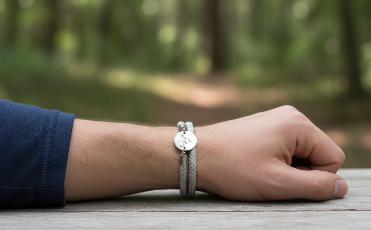 Armband, Trachtenarmband dick, mit Hirsch Garvur und Magnetverschluss
