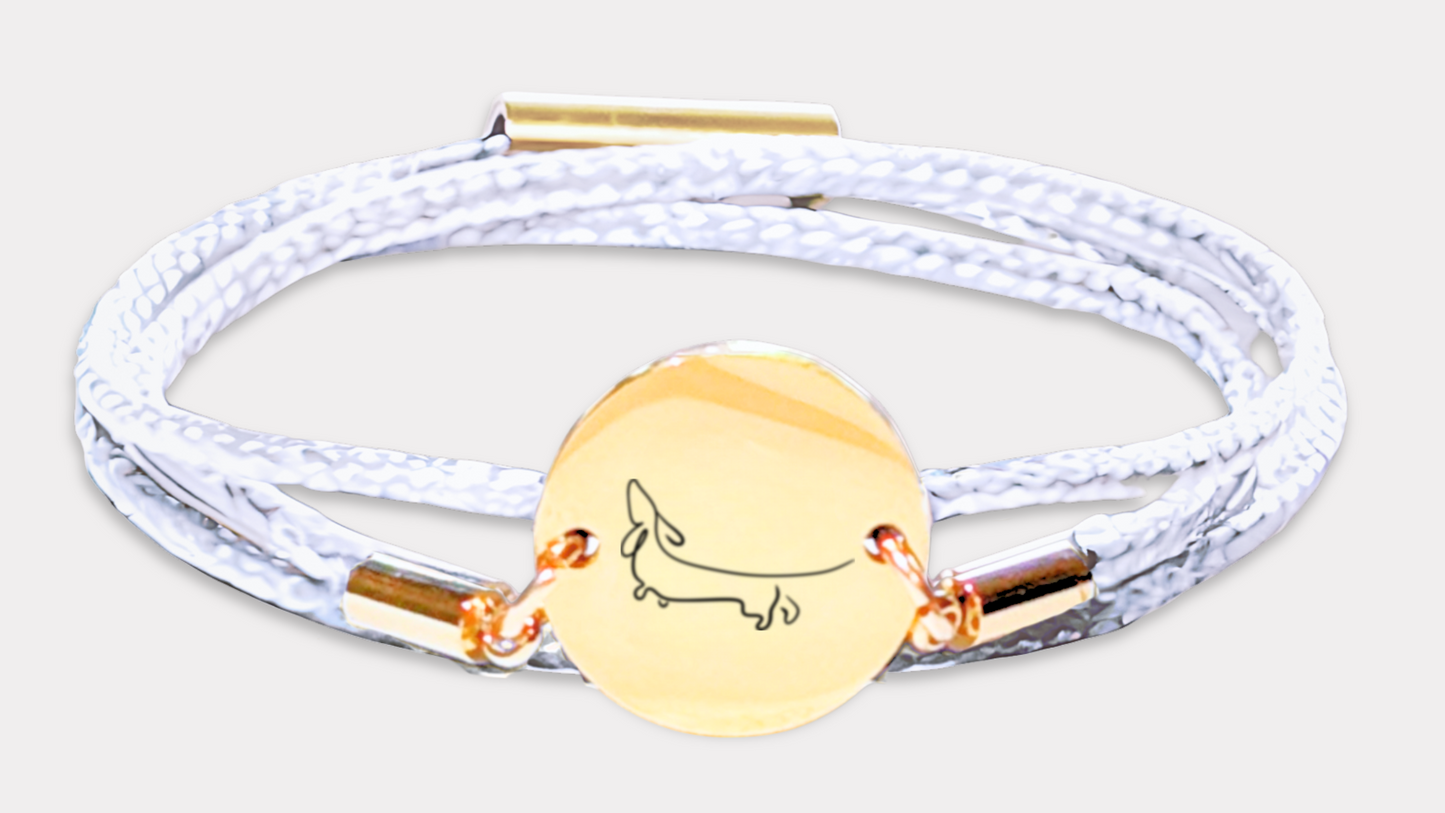 Dackel Gold Trachtenarmband mit Magnetverschluss