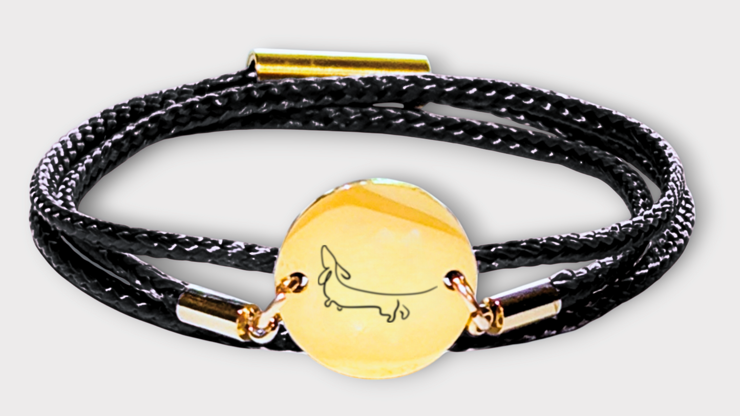 Dackel Gold Trachtenarmband mit Magnetverschluss