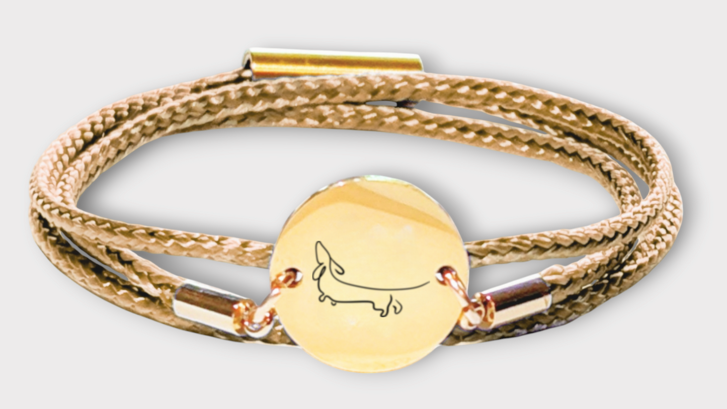 Dackel Gold Trachtenarmband mit Magnetverschluss