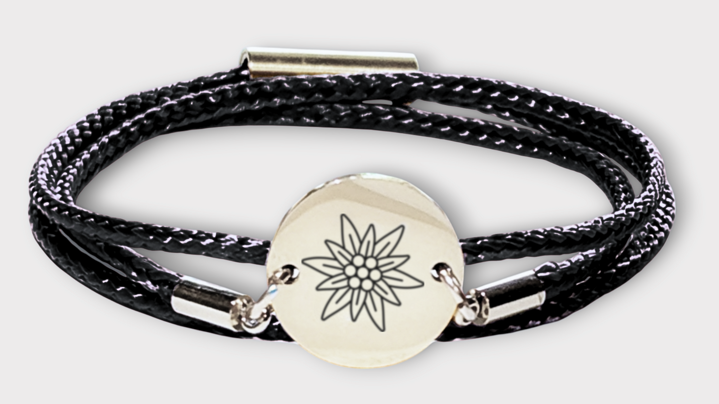 Edelweiss Silber Trachtenarmband mit Magnetverschluss
