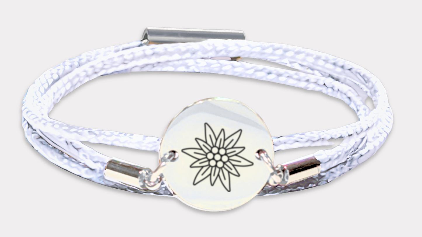Edelweiss Silber Trachtenarmband mit Magnetverschluss