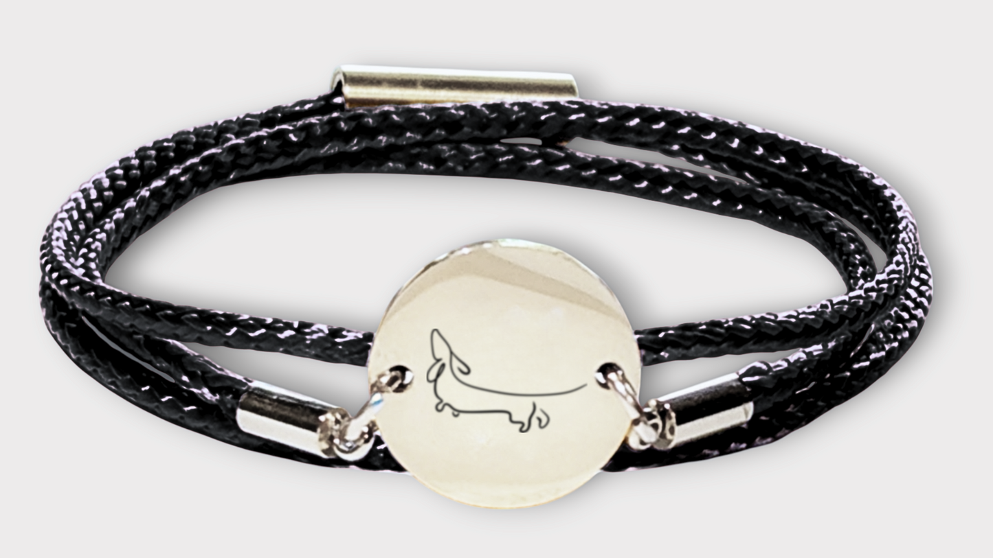 Dackel Silber Trachtenarmband mit Magnetverschluss
