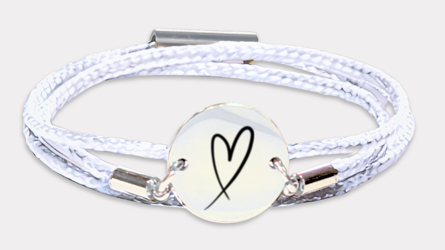 Herz Silber Trachtenarmband mit Magnetverschluss
