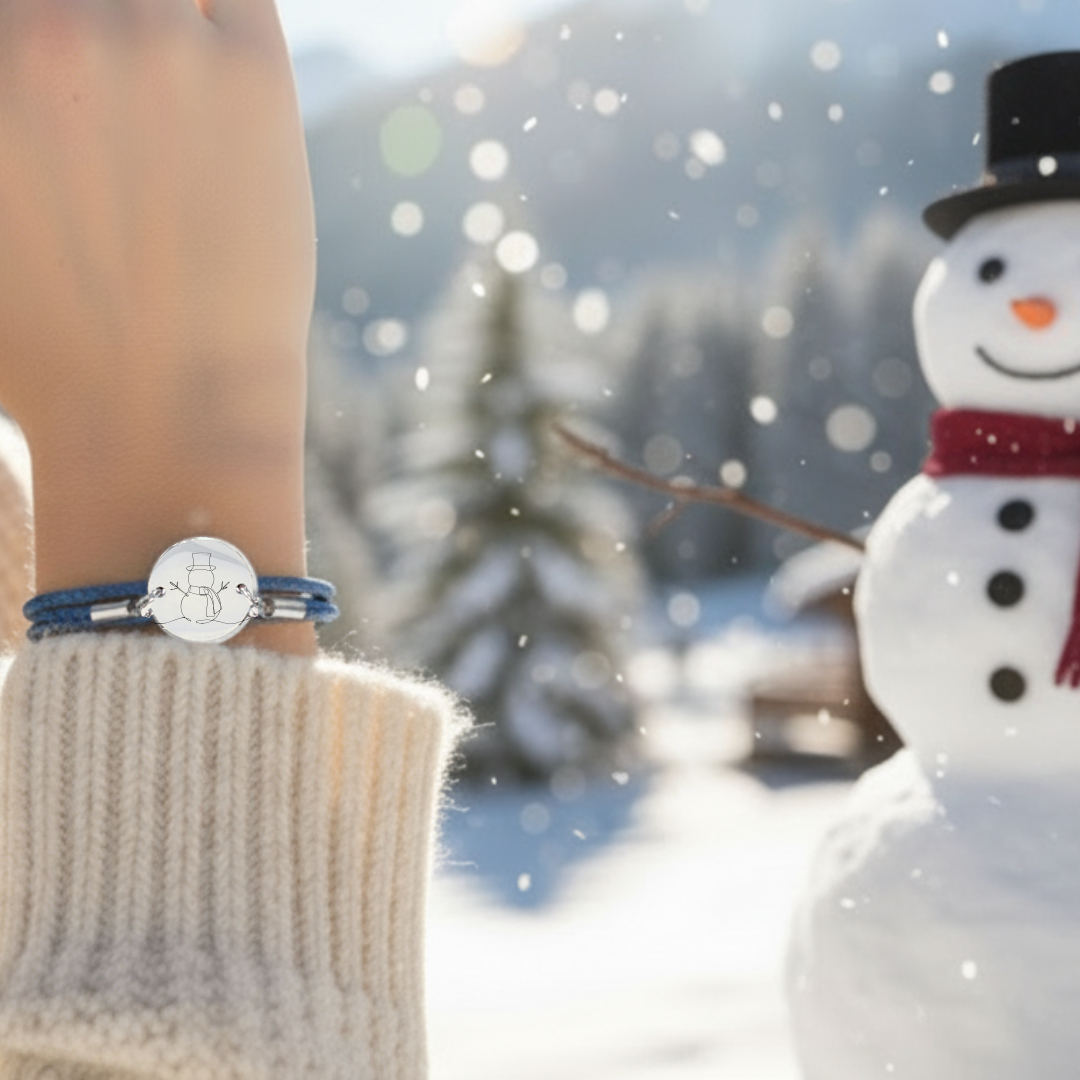 Schneemann Silber Winterarmband mit Magnetverschluss