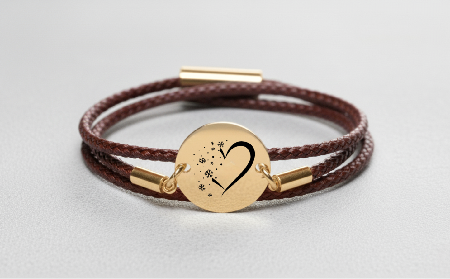 Herz im Schnee Gold Winterarmband mit Magnetverschluss
