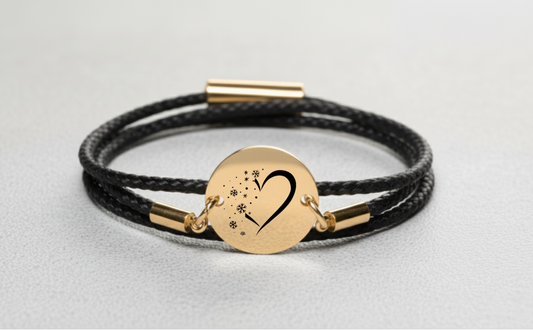 Herz im Schnee Gold Winterarmband mit Magnetverschluss