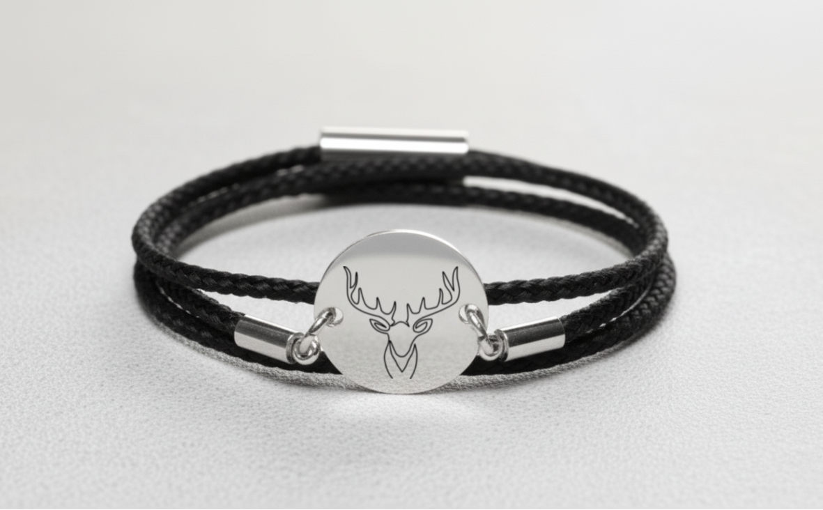 Hirsch Silber Winterarmband mit Magnetverschluss