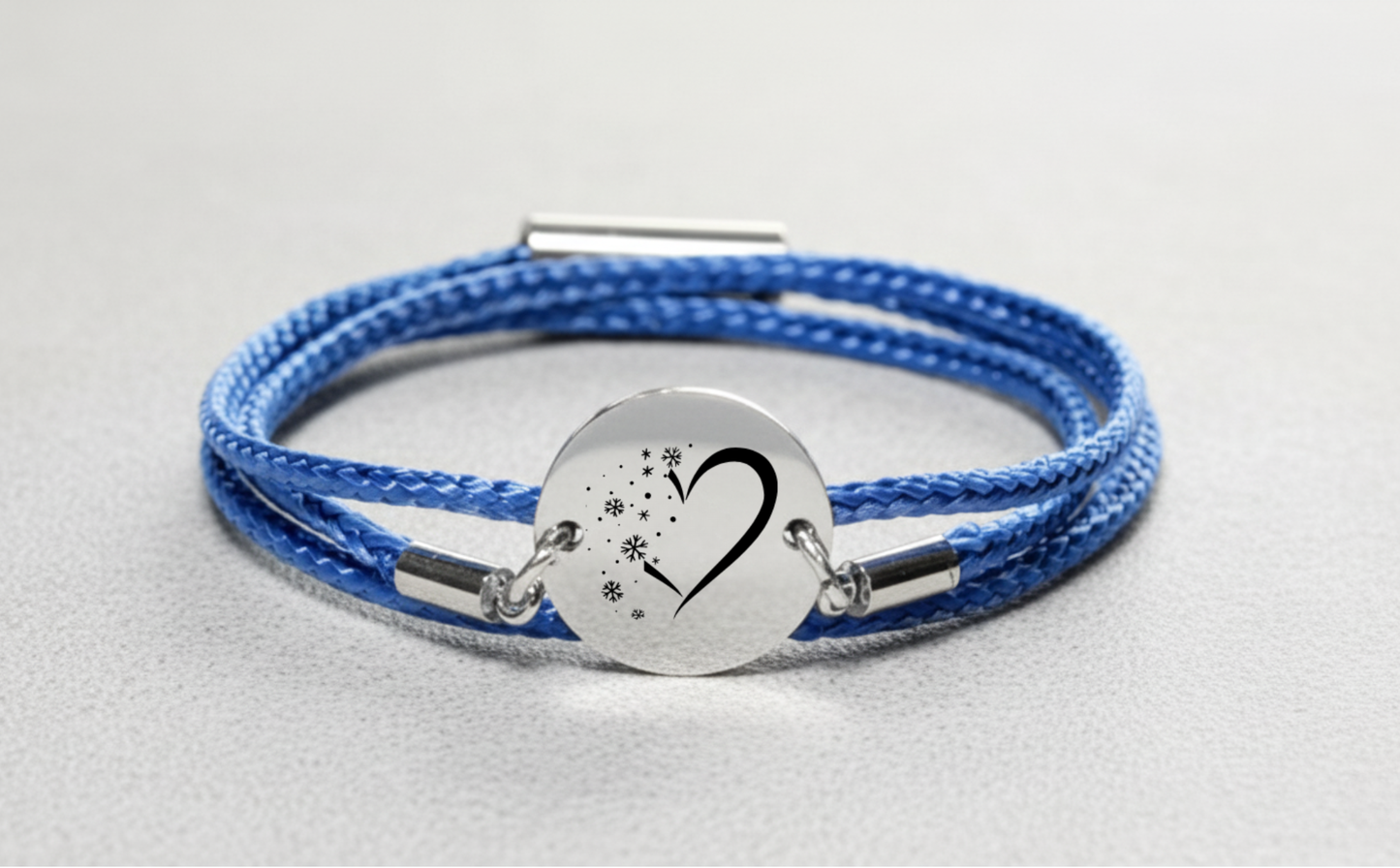 Herz im Schnee Silber Winterarmband mit Magnetverschluss