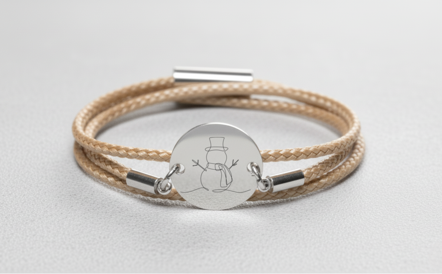 Schneemann Silber Winterarmband mit Magnetverschluss