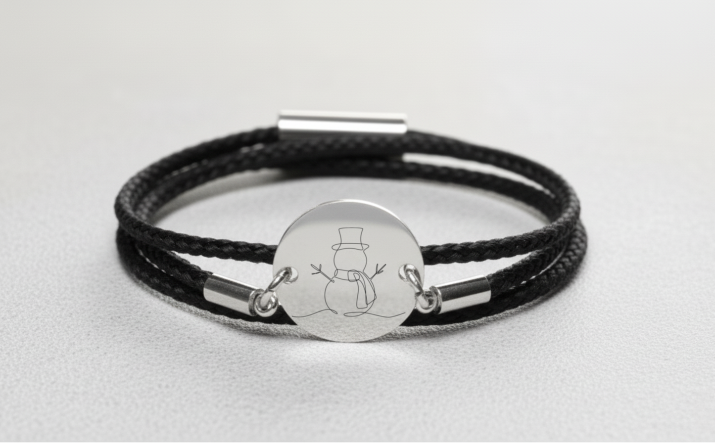 Schneemann Silber Winterarmband mit Magnetverschluss