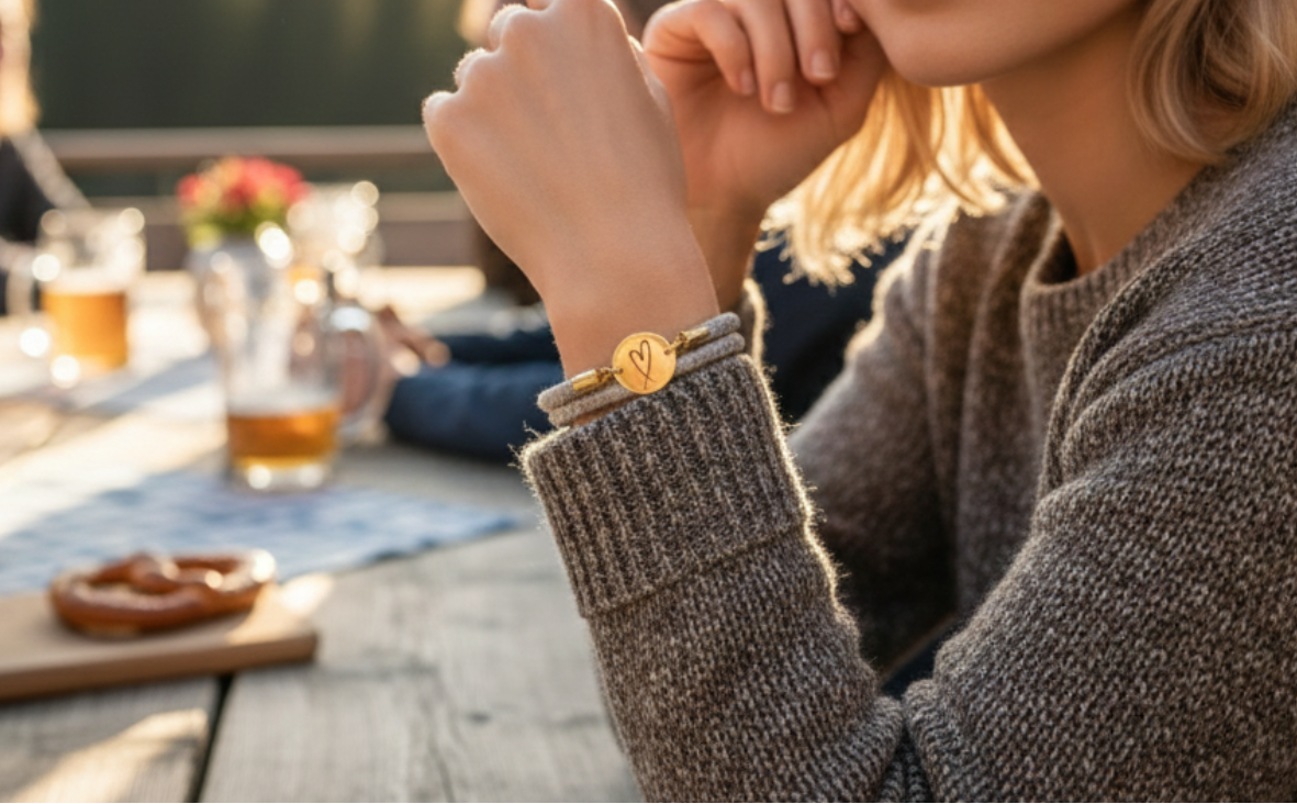 Herz Gold Trachtenarmband mit Magnetverschluss