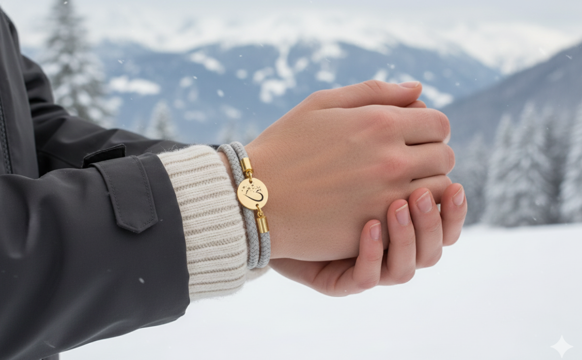 Herz im Schee Gold Winterarmband mit Magnetverschluss