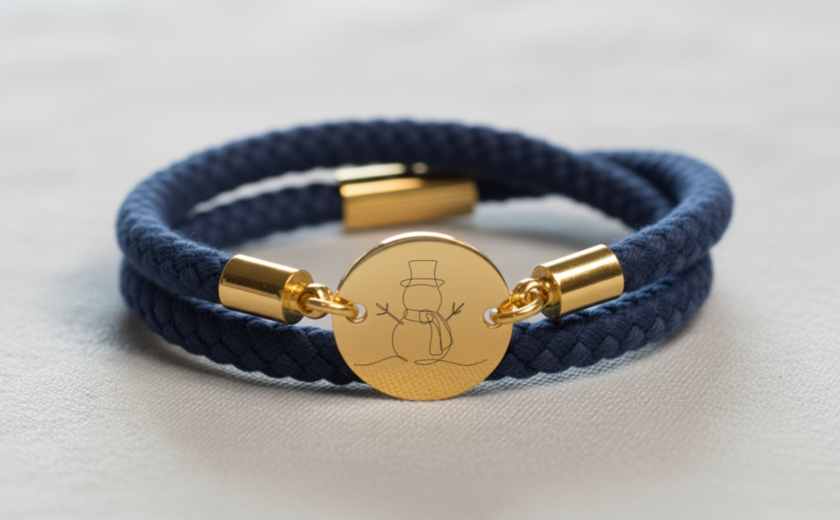 Schneemann Gold Winterarmband mit Magnetverschluss