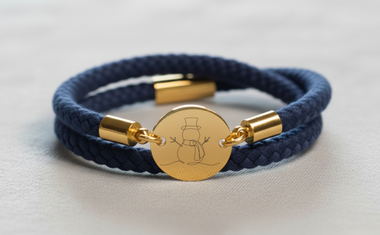 Schneemann Gold Winterarmband mit Magnetverschluss