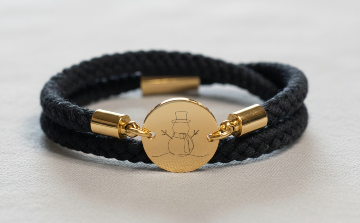 Schneemann Gold Winterarmband mit Magnetverschluss