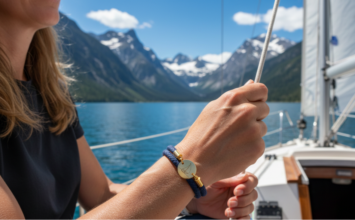 Segelboot Gold Trachtenarmband mit Magnetverschluss