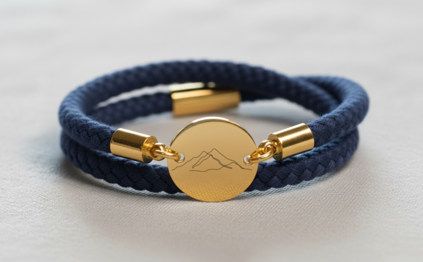 Berge Gold Trachtenarmband mit Magnetverschluss