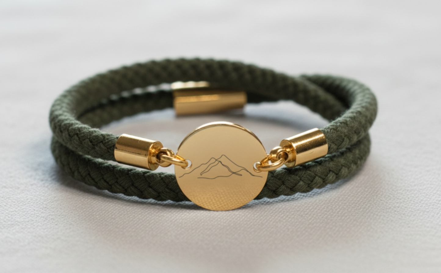 Berge Gold Trachtenarmband mit Magnetverschluss