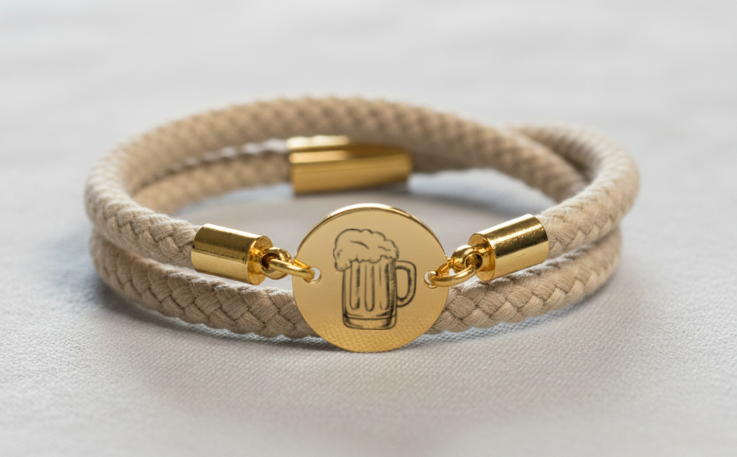 Bierkrug Gold Trachtenarmband mit Magnetverschluss