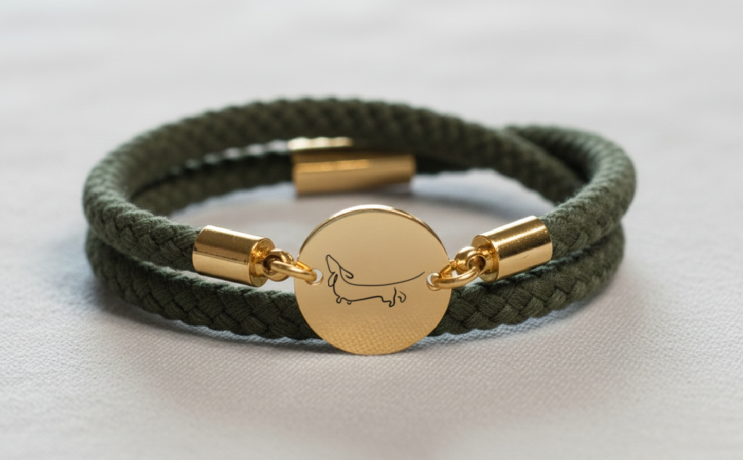 Dackel Gold Trachtenarmband mit Magnetverschluss