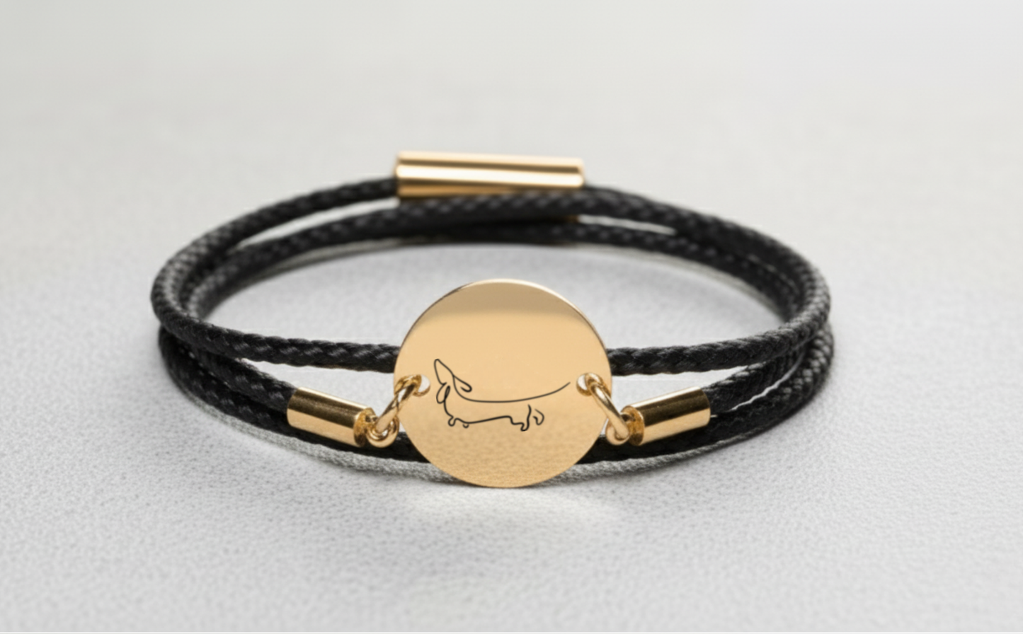 Dackel Gold Trachtenarmband mit Magnetverschluss