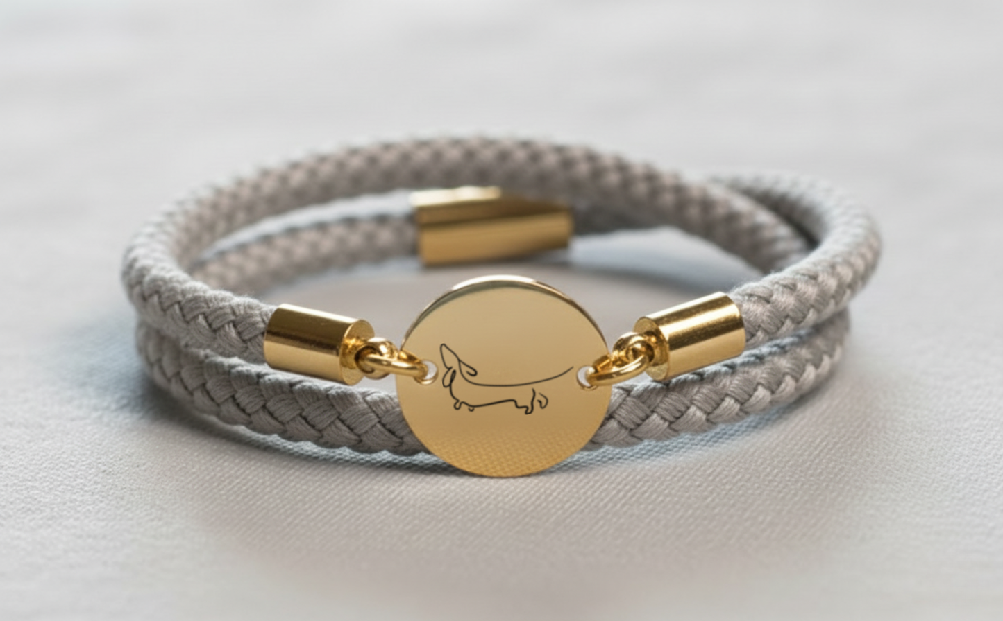 Dackel Gold Trachtenarmband mit Magnetverschluss