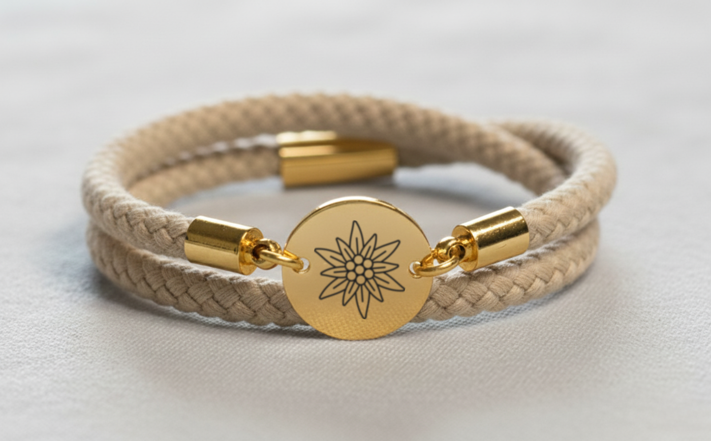 Edelweiss Gold Trachtenarmband mit Magnetverschluss