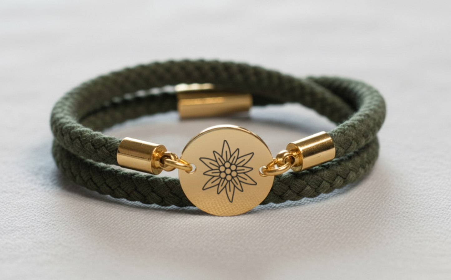 Edelweiss Gold Trachtenarmband mit Magnetverschluss