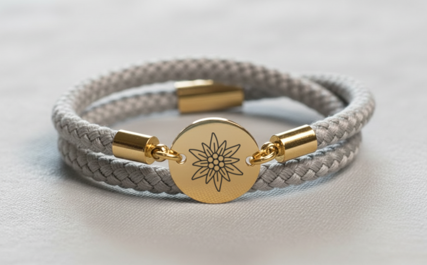Edelweiss Gold Trachtenarmband mit Magnetverschluss