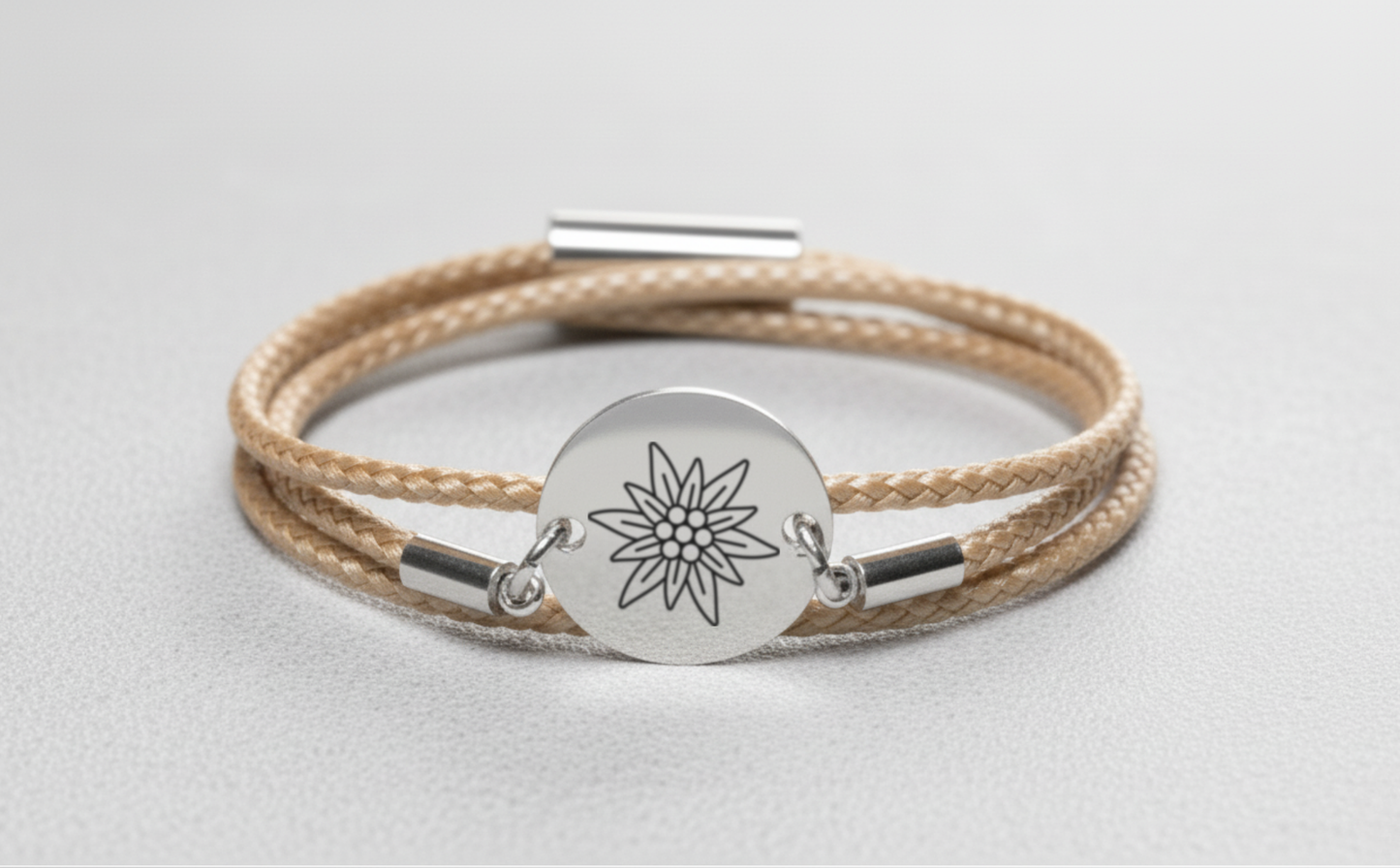 Edelweiss Silber Trachtenarmband mit Magnetverschluss