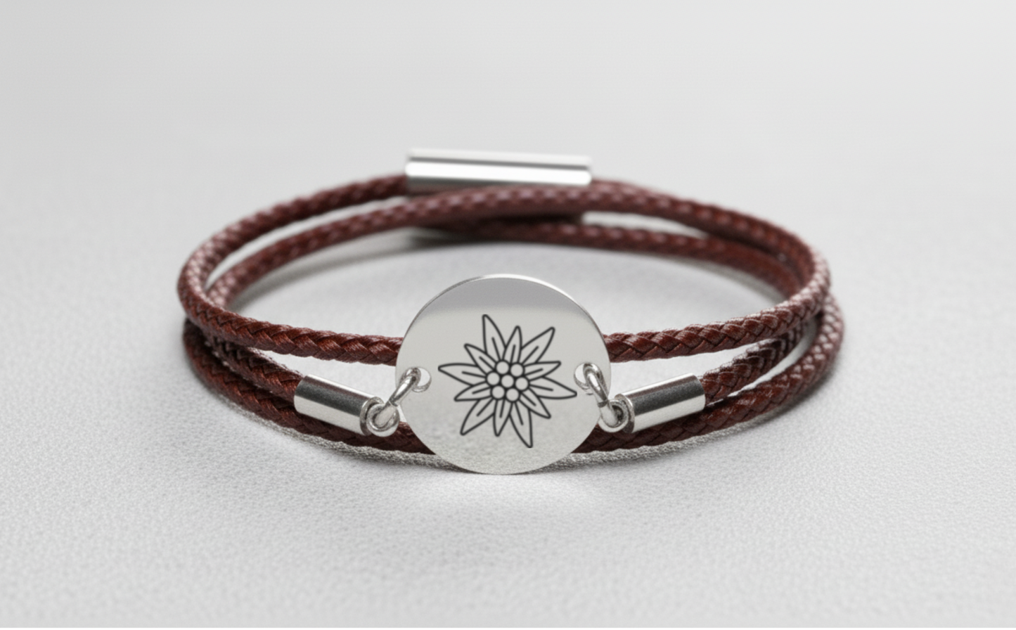 Edelweiss Silber Trachtenarmband mit Magnetverschluss