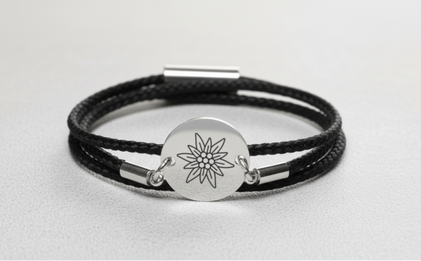 Edelweiss Silber Trachtenarmband mit Magnetverschluss