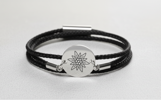 Edelweiss Silber Trachtenarmband mit Magnetverschluss