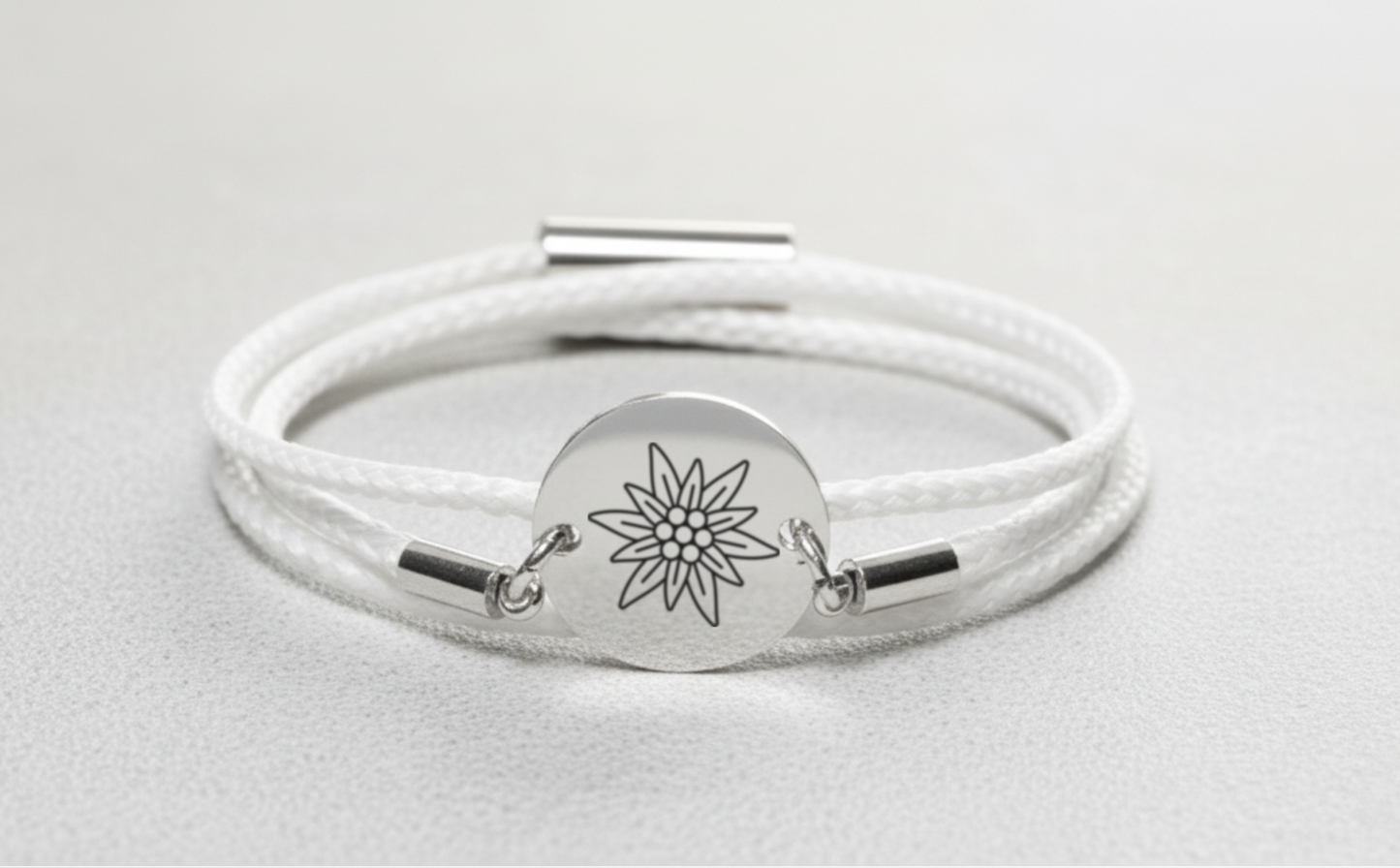 Edelweiss Silber Trachtenarmband mit Magnetverschluss