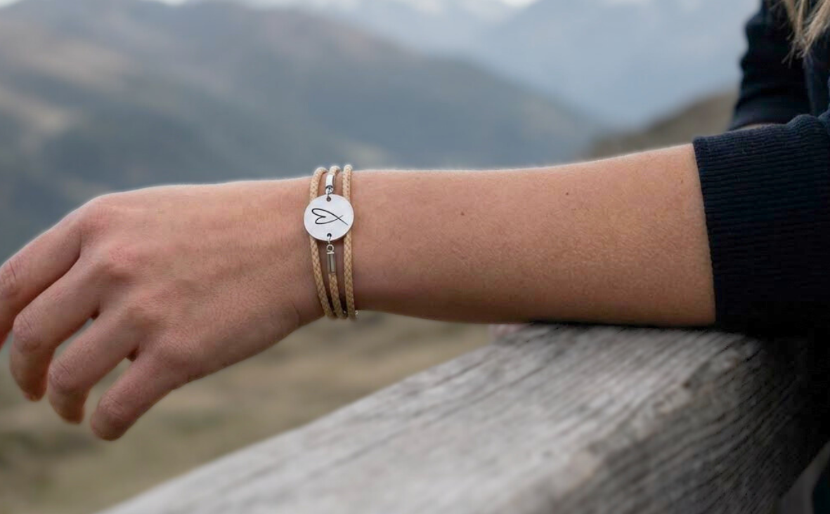Trachtenarmband, Armband Silber mit Herzgravur, dünn