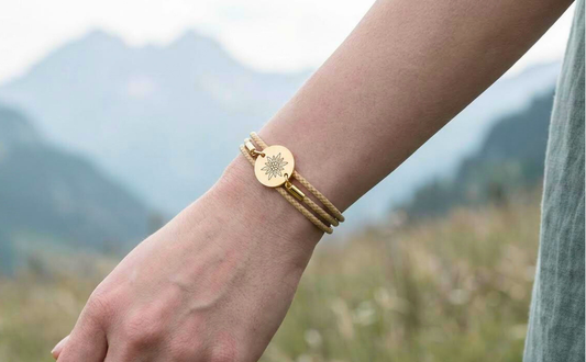 Armband, Trachtenarmband dünn, mit Edelweiss Gravur und Magnetverschluss