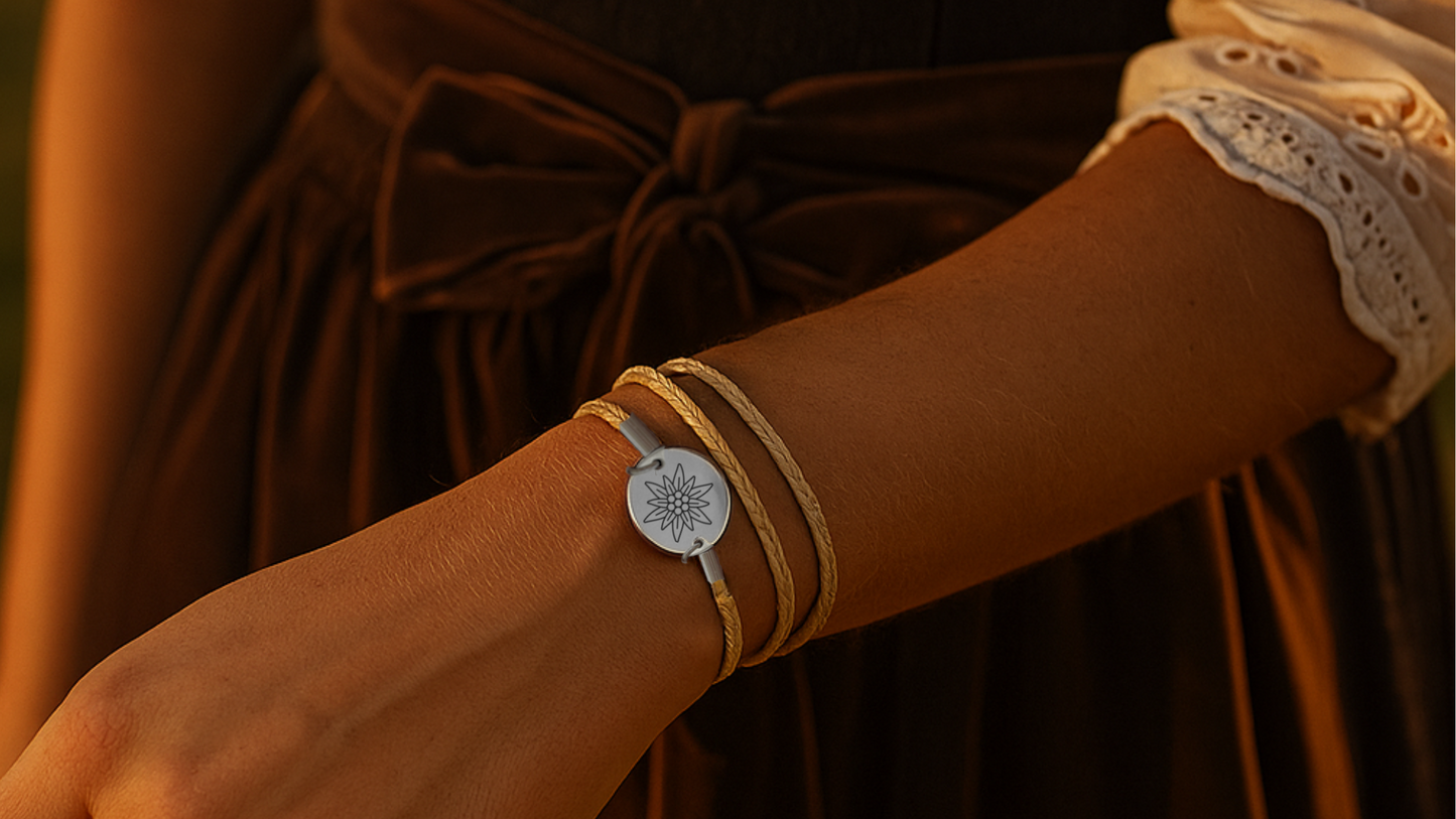 Edelweiss Silber Trachtenarmband mit Magnetverschluss