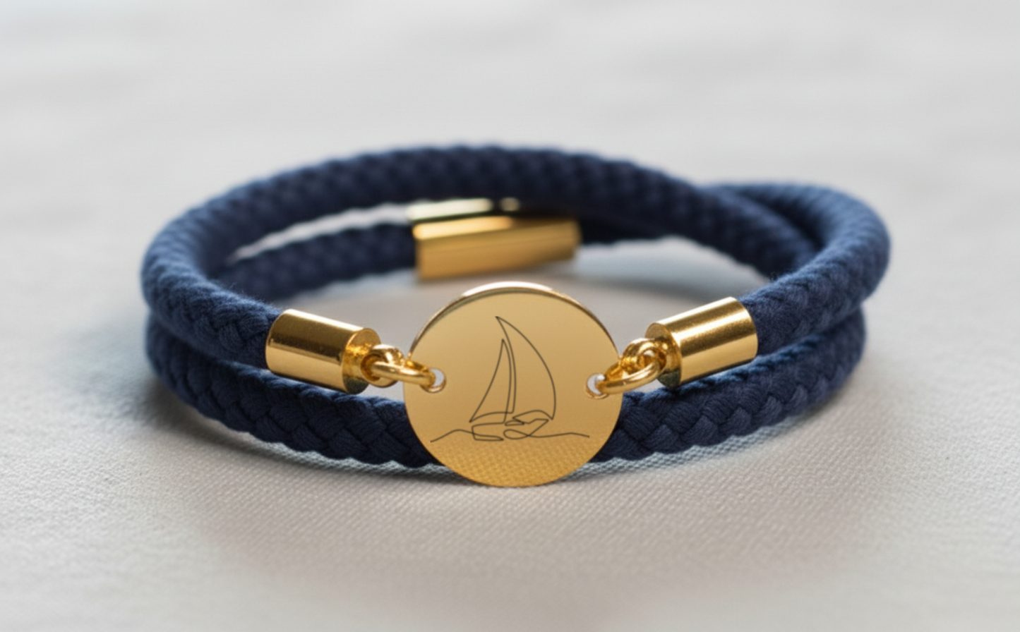 Segelboot Gold Trachtenarmband mit Magnetverschluss