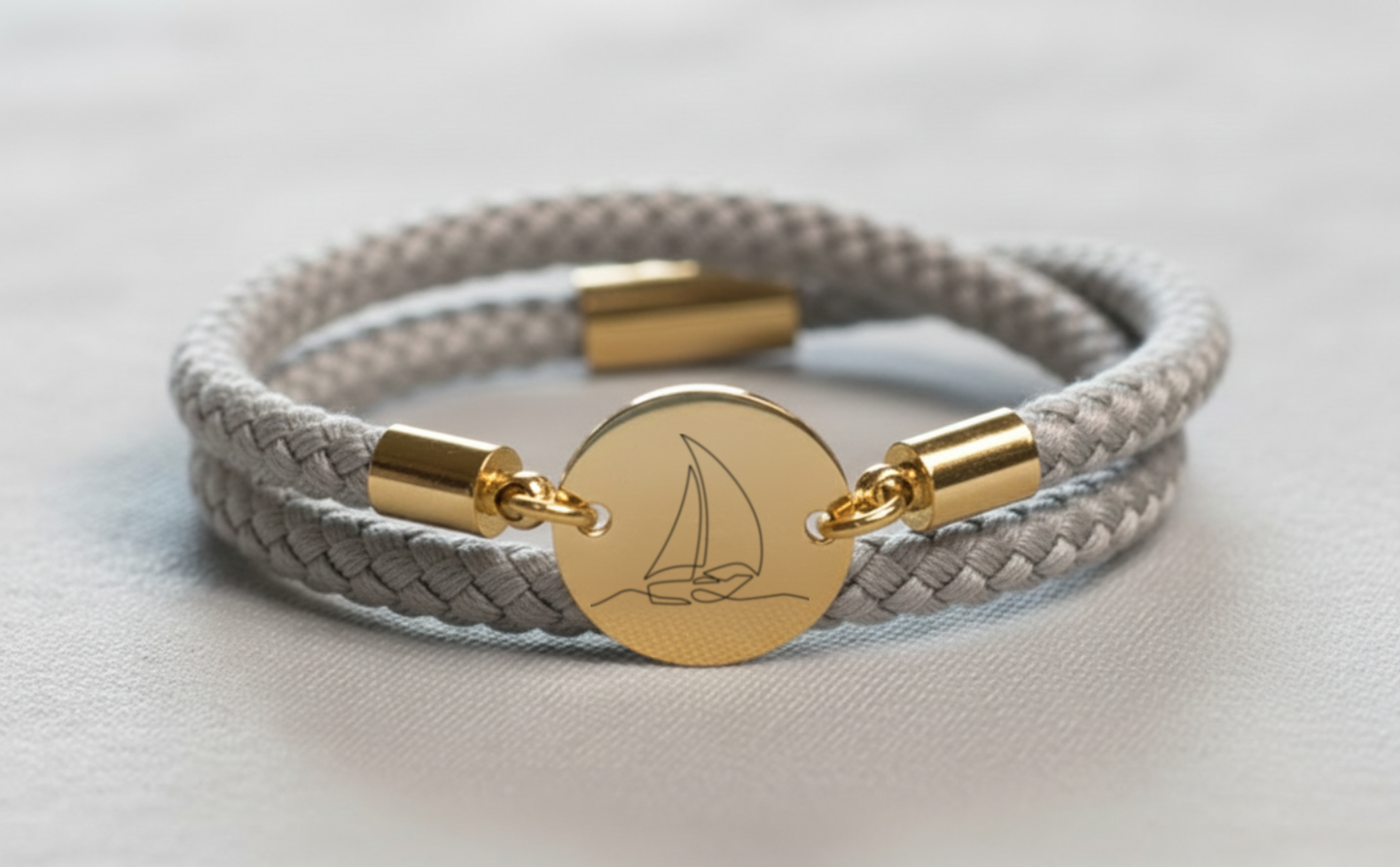 Segelboot Gold Trachtenarmband mit Magnetverschluss