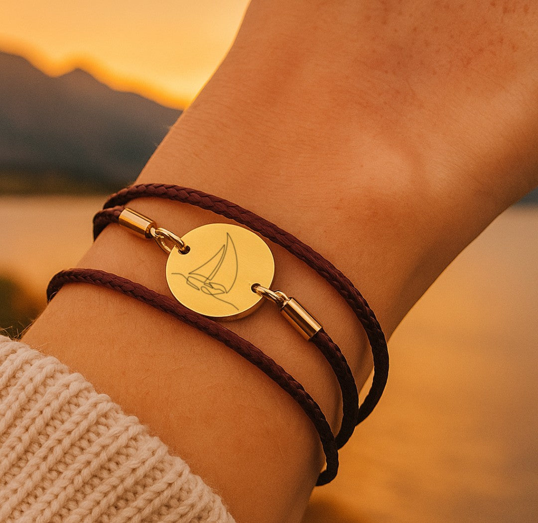 Segelboot Gold Trachtenarmband mit Magnetverschluss
