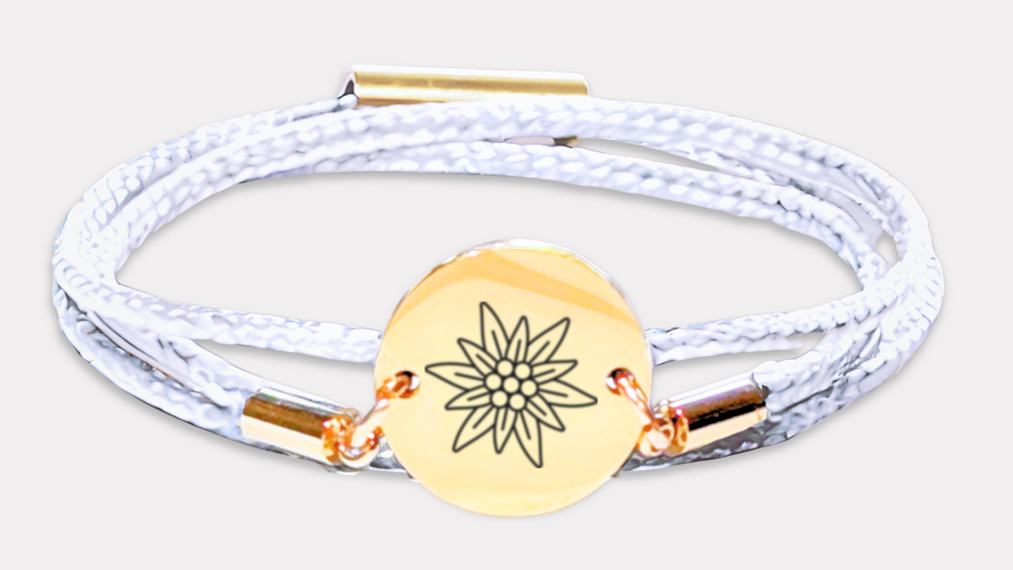 Edelweiss Gold Trachtenarmband mit Magnetverschluss