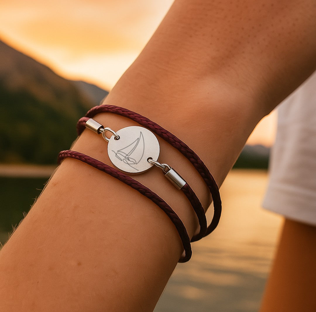 Segelboot Silber Trachtenarmband mit Magnetverschluss