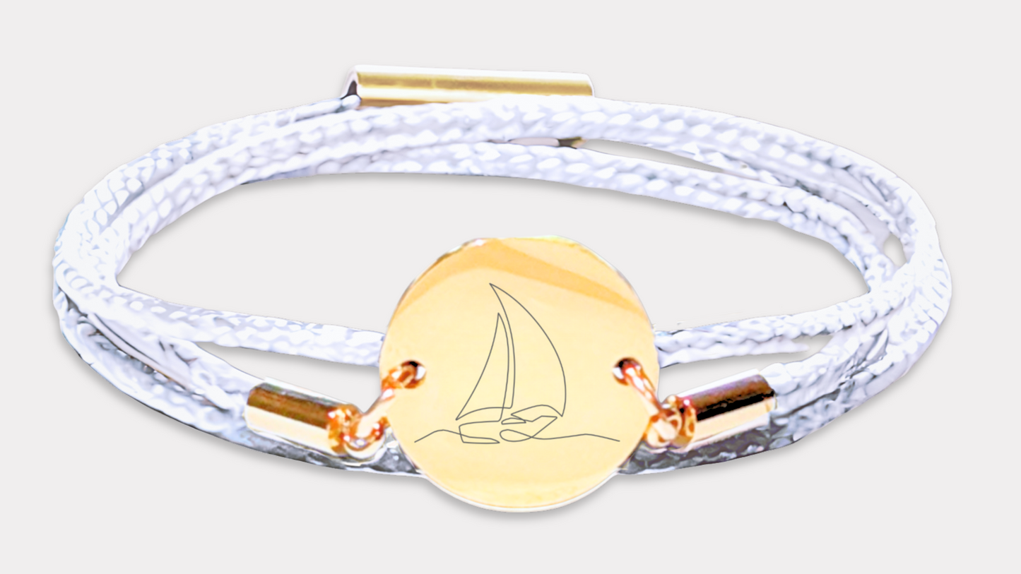Segelboot Gold Trachtenarmband mit Magnetverschluss