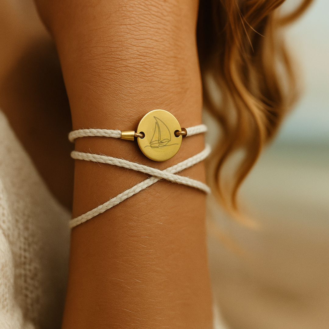 Segelboot Gold Trachtenarmband mit Magnetverschluss